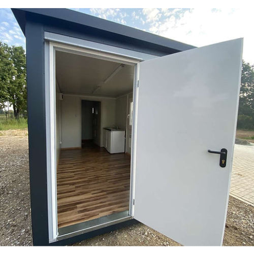 BÜROCONTAINER 6,00 X 2,40 M MIT TOILETTE, DUSCHE UND KÜCHE